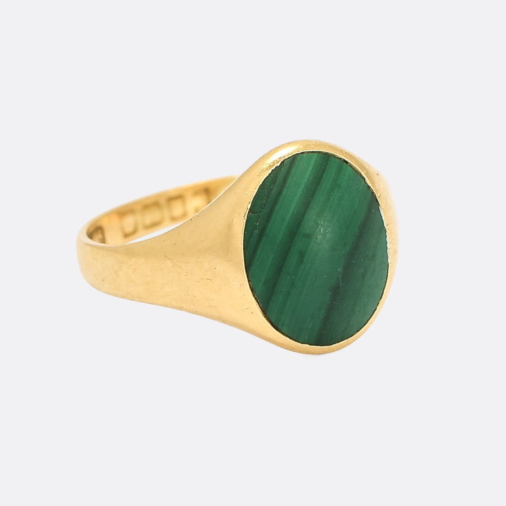 Mid-Victorian Malachite Signet Ring Charles Green & Son