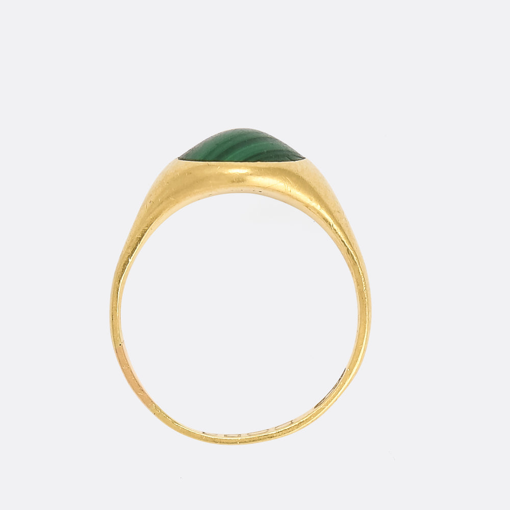 Mid-Victorian Malachite Signet Ring Charles Green & Son