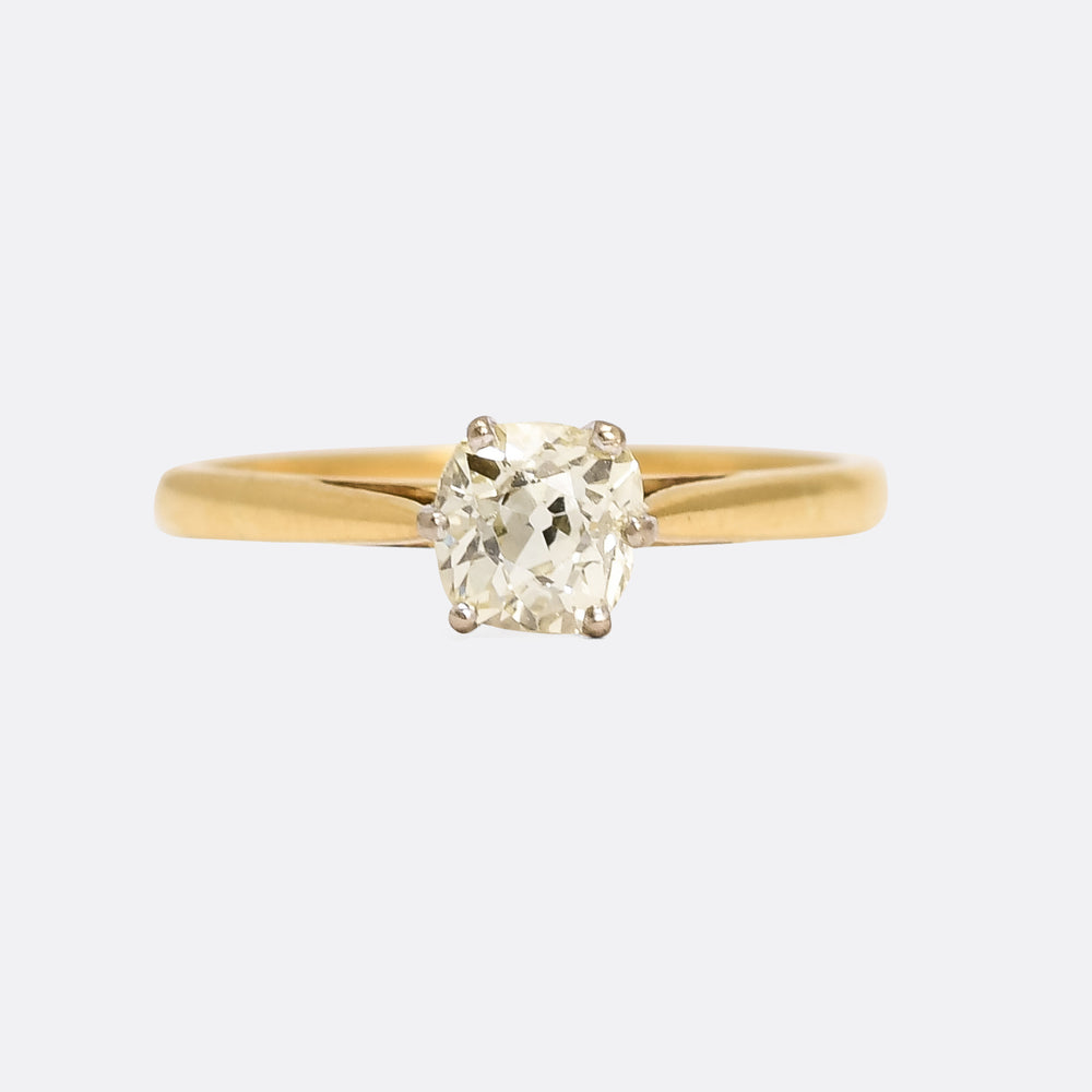 Victorian .50ct Cushion Cut Diamond Solitaire Ring