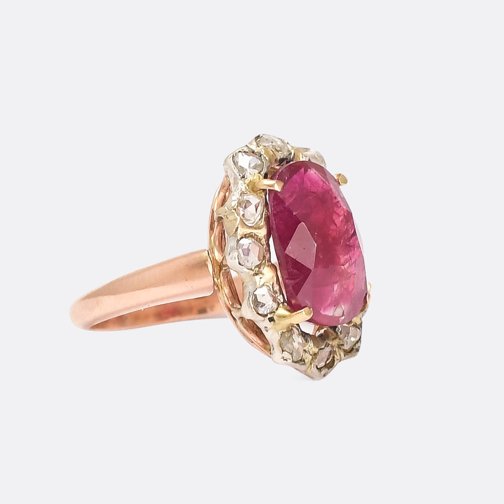 Victorian 5 Carat Burma Ruby Cluster Ring