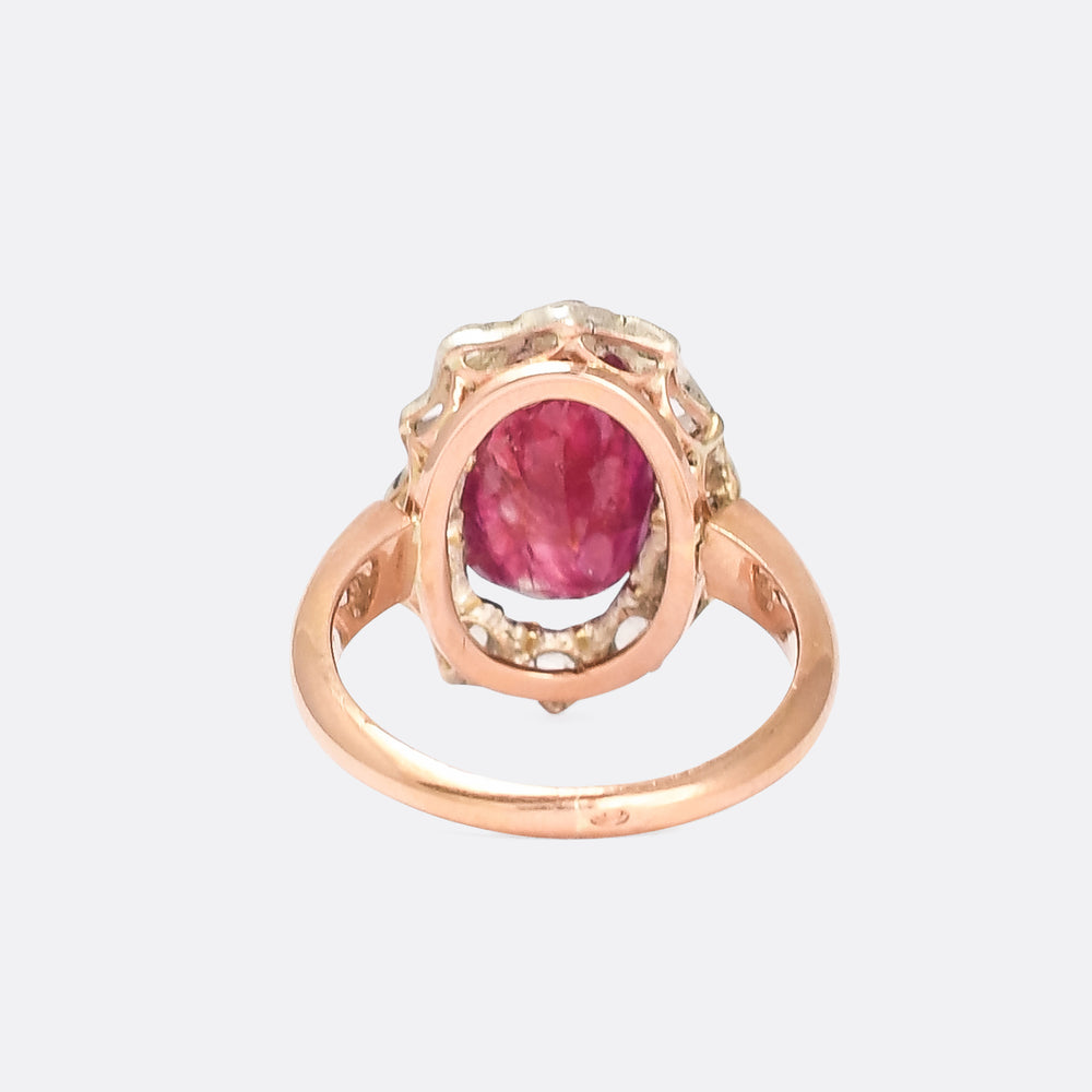 Victorian 5 Carat Burma Ruby Cluster Ring