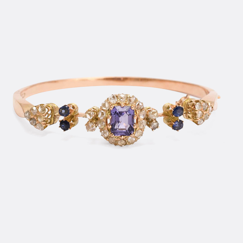 Victorian Blue Spinel & Diamond Bangle