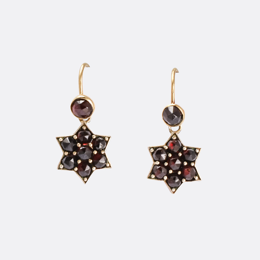 Victorian Bohemian Garnet Star Earrings