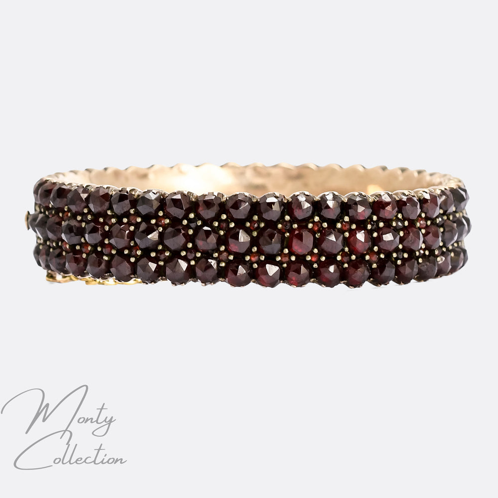 Victorian Bohemian Garnet Triple Row Bangle