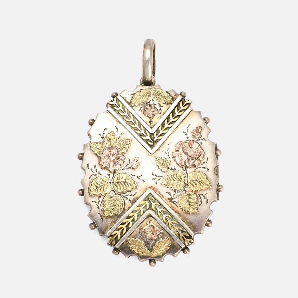 Victorian Floral Silver Locket