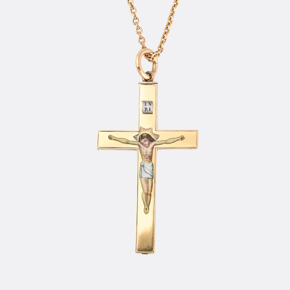 Victorian Gold & Enamel Crucifix Pendant