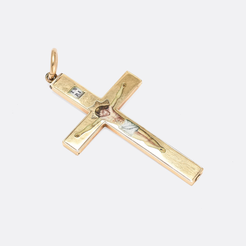 Victorian Gold & Enamel Crucifix Pendant