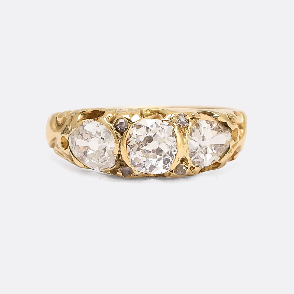 Victorian Old Cut Diamond Three-Stone Ring