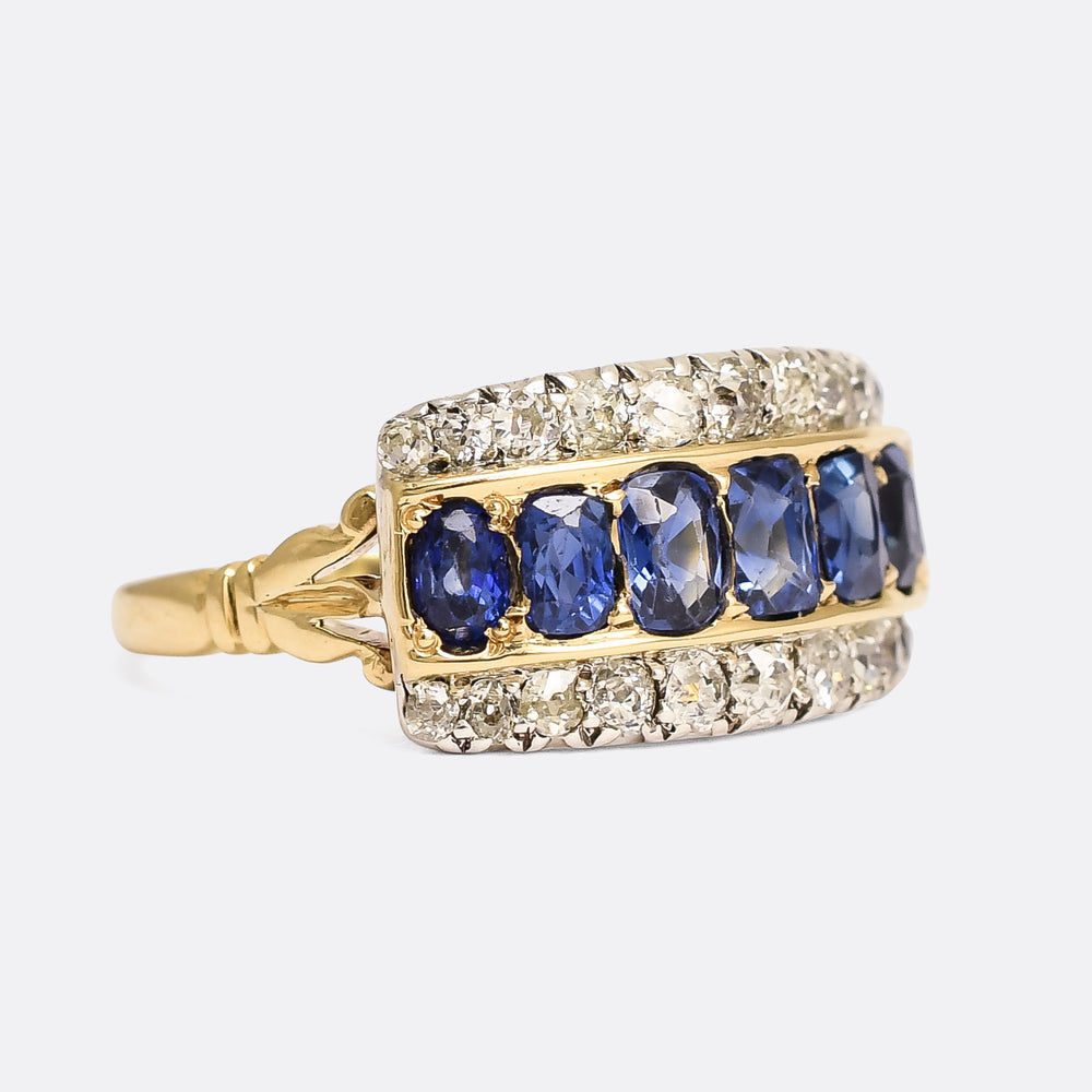 Victorian Sapphire & Diamond Triple Row Ring