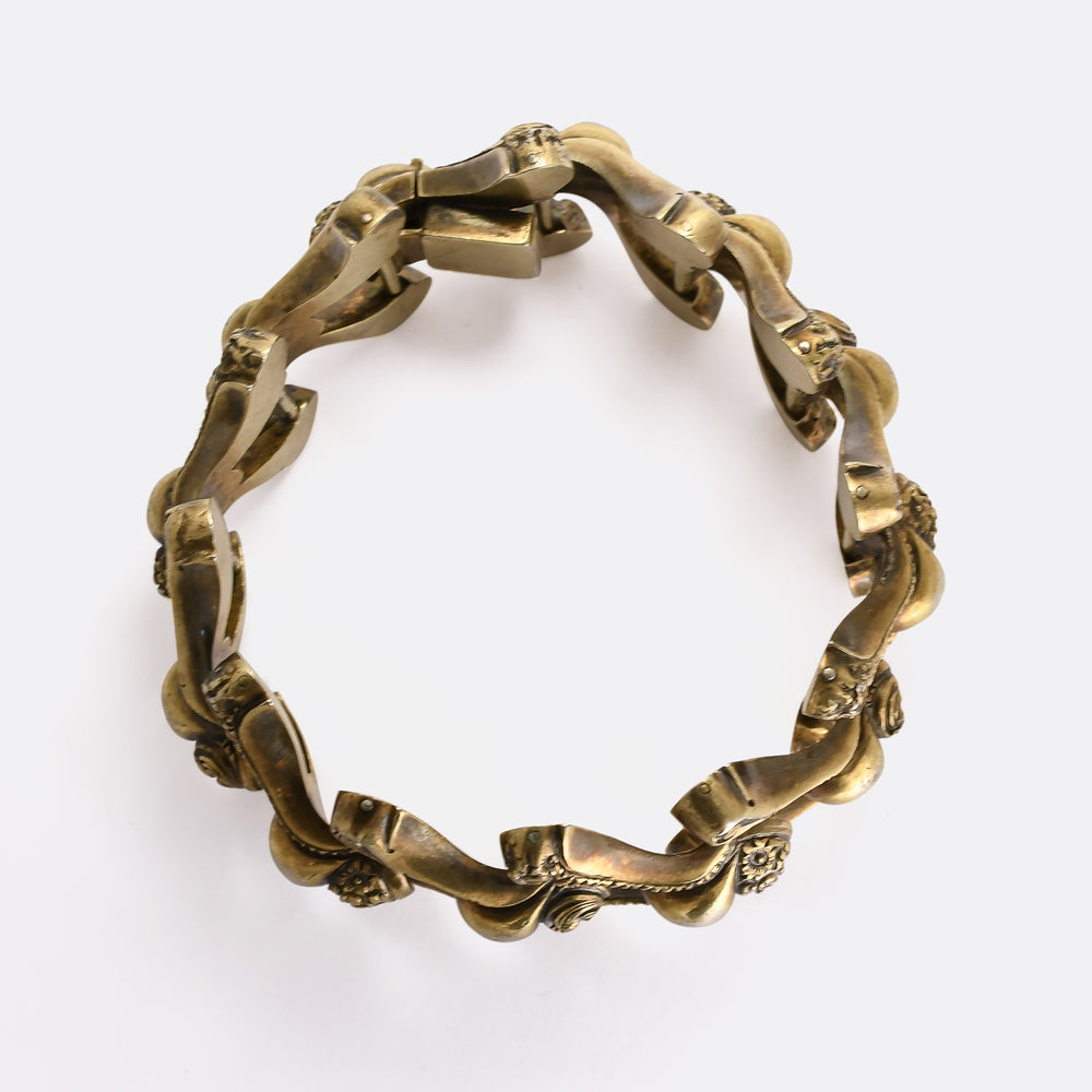 Victorian Silver Gilt Acorns Bracelet