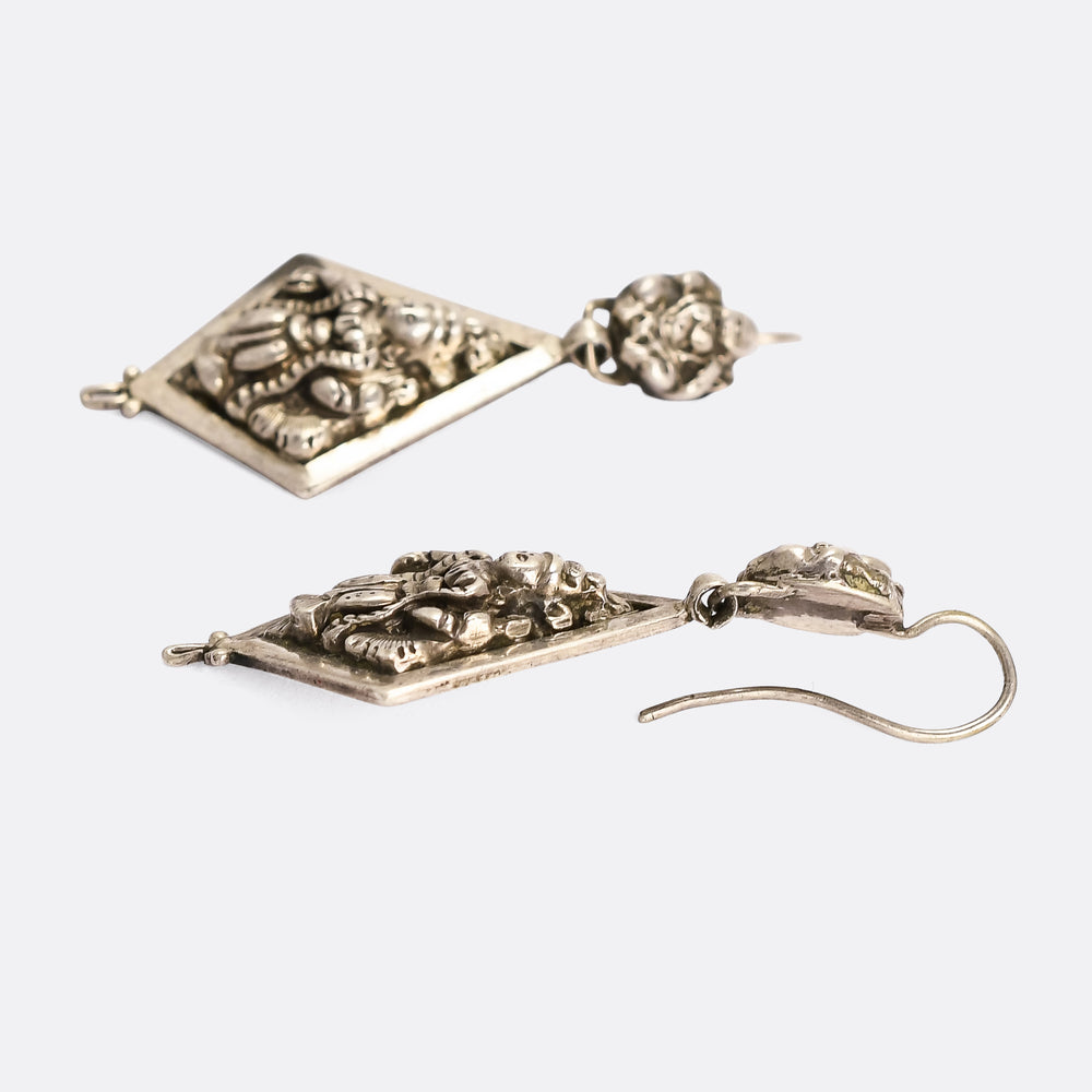 Victorian Silver Snake Goddess Earrings