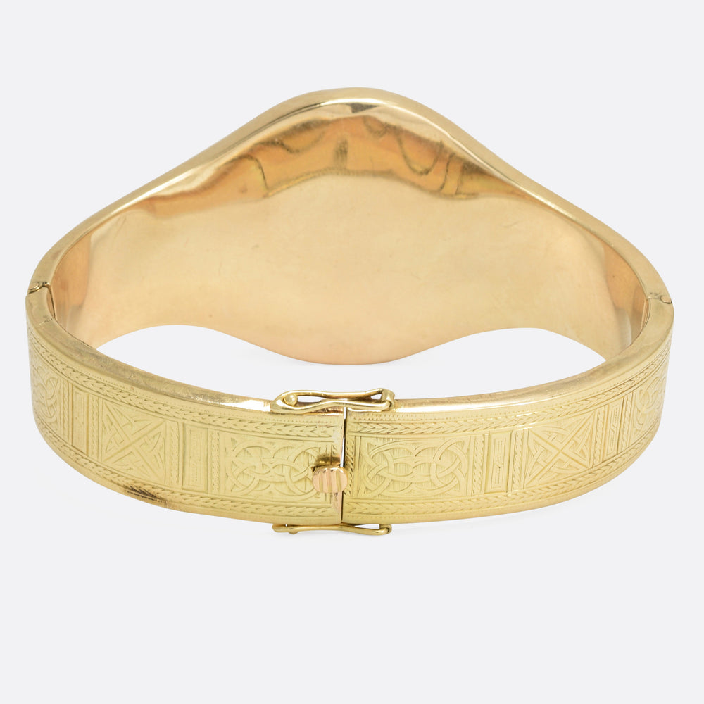 Victorian 15k Gold Scottish Agate Bangle