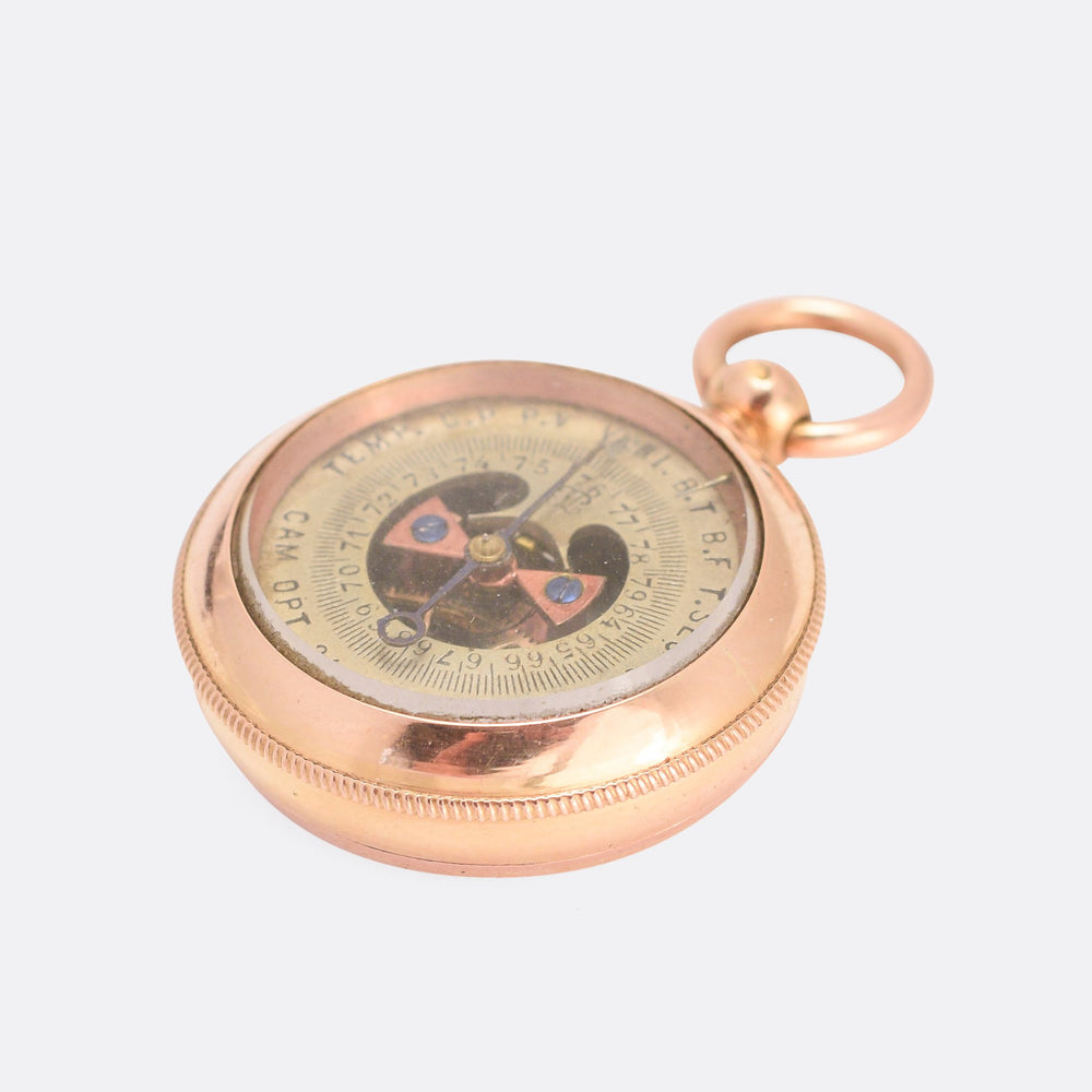 Victorian 18k Gold Pocket Barometer Pendant