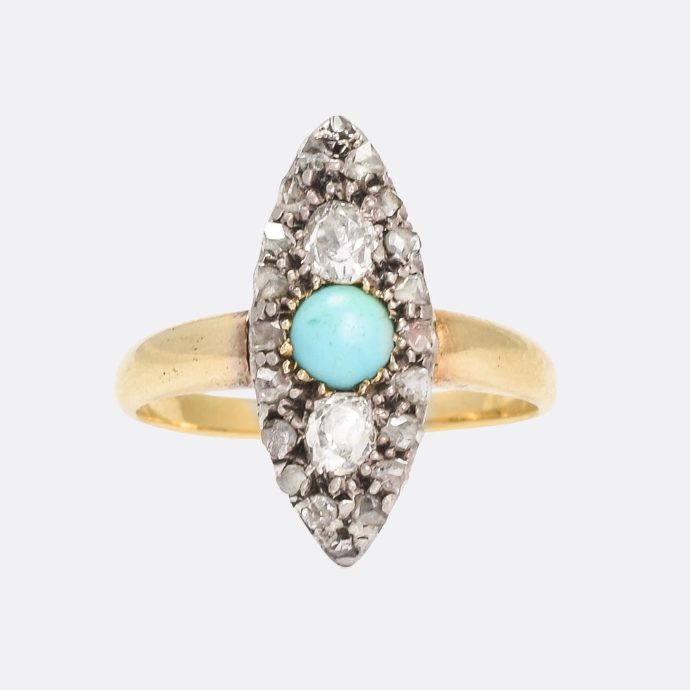 Victorian Turquoise & Diamond Marquise Ring