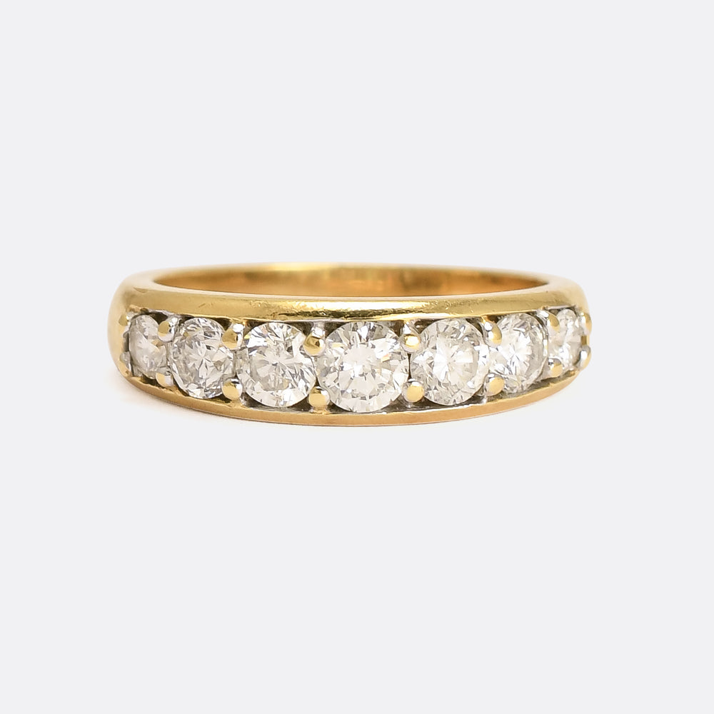 Vintage  1.17ct Brilliant Cut Diamond Half-Hoop Ring