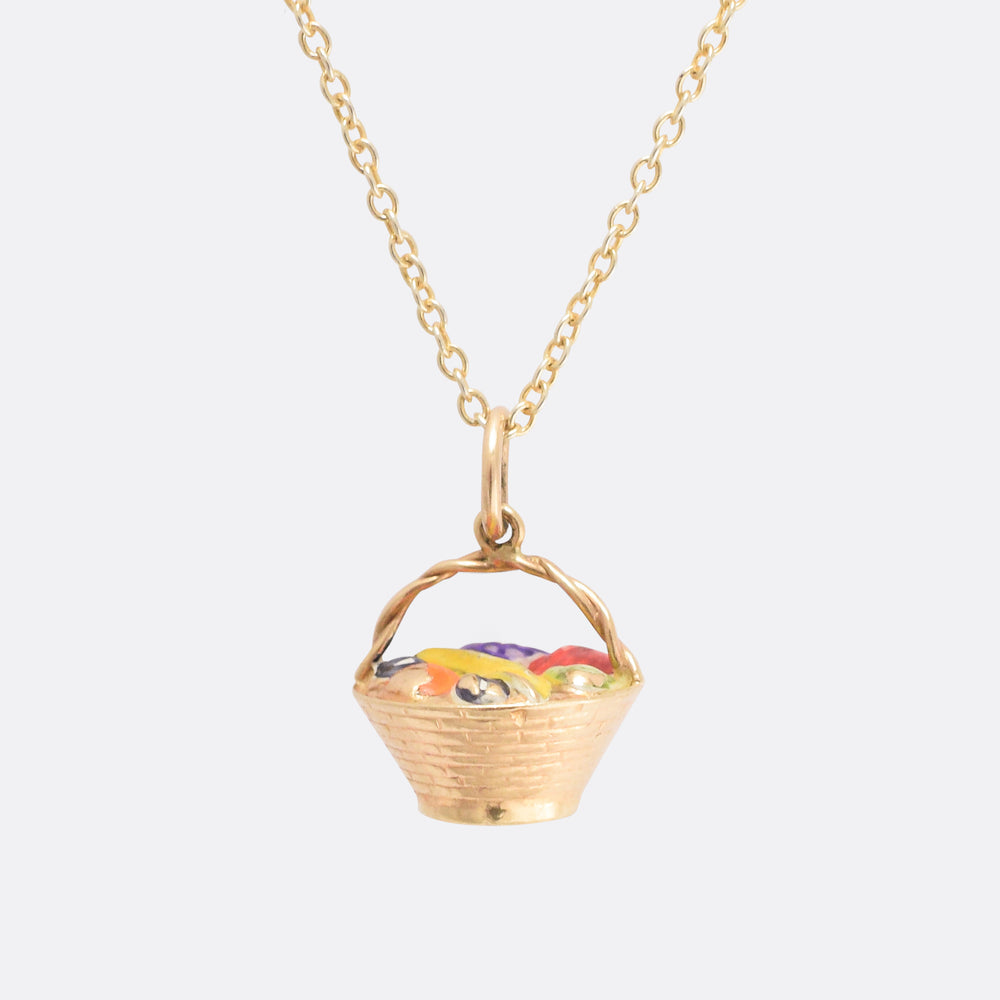 Vintage Gold Fruit Basket Charm